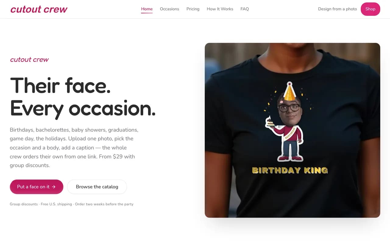 Screenshot of the Cutout Crew website